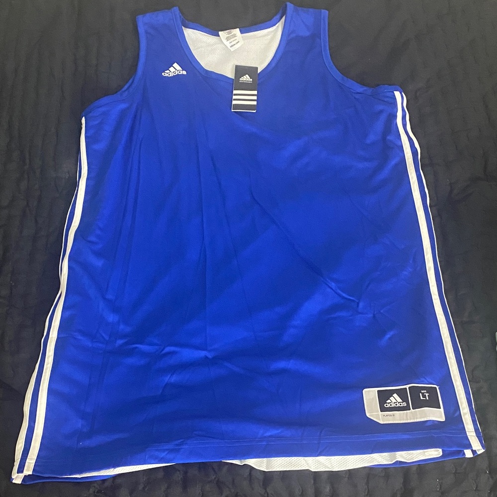 Adidas Royal Blue Tank Top with White Stripes